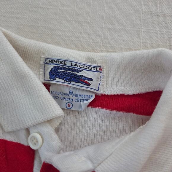 Vintage Lacoste Red/White Striped Shirt 3t/4t - Picture 4 of 7
